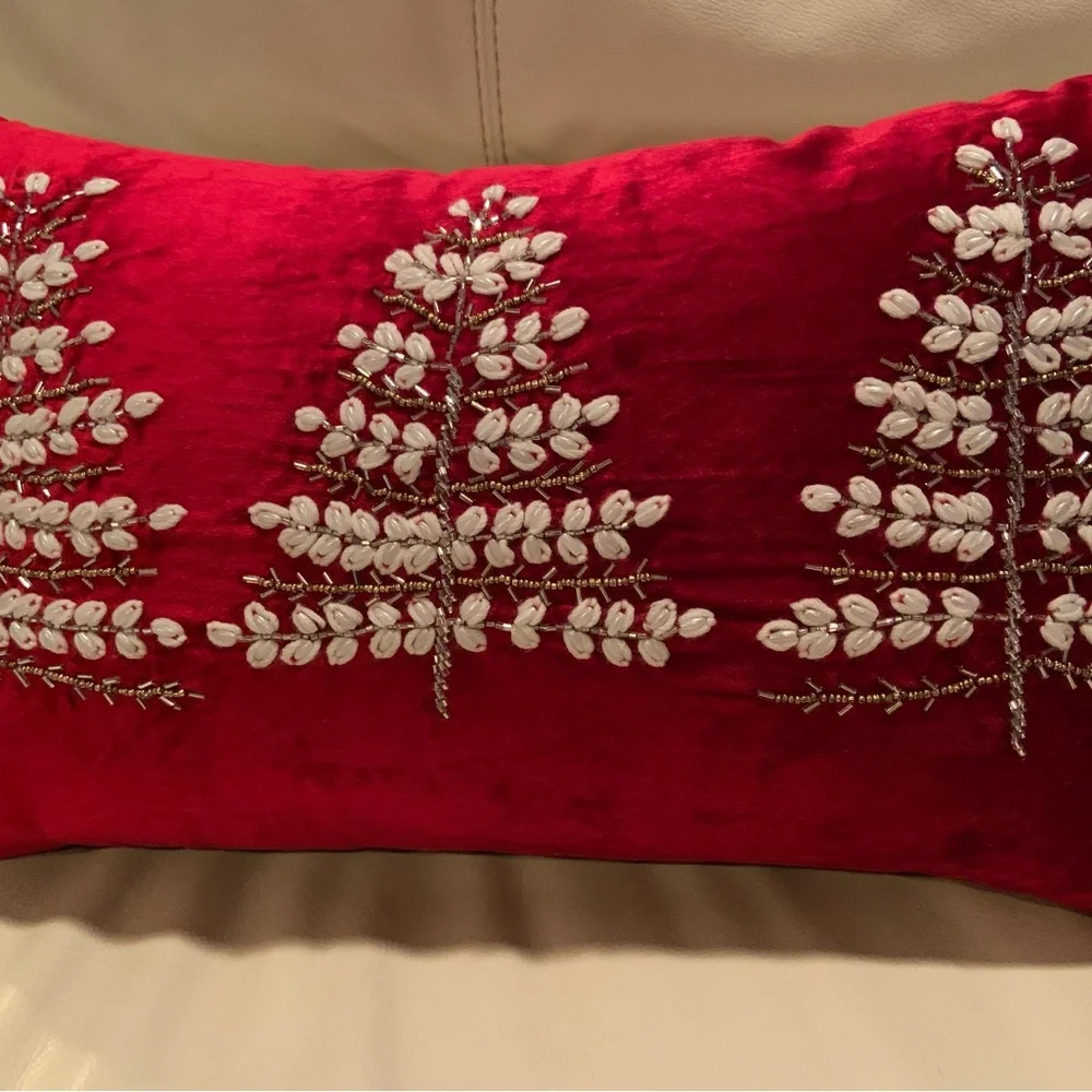 NWT Beaded Christmas Tree Red Velvet Front Glitz & Glimmer Zipper